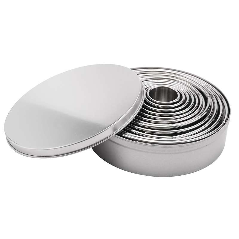304 Stainless Steel Round Cake Mould Rolling Mousse Ring Fondant Donut 12-Piece Biscuit Mould