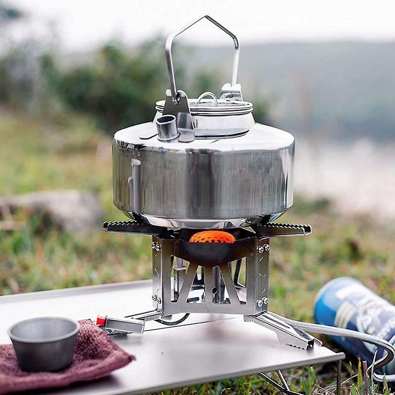 304 Stainless Steel Kettle Outdoor Camping Self Driving Teapot Coffee Pot Full Capacity 1.3L