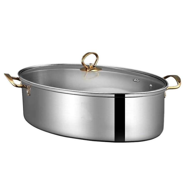 304 Stainless Steel Steamer Household Oval Fish Steamer with Steaming Grid Pot Soup Pot Pasta Pot