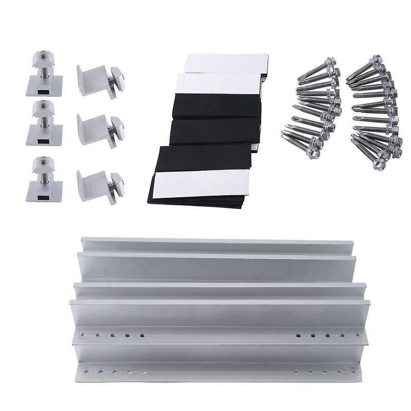 30cm Mini Rail Solar Bracket Solar Panel Photovoltaic Bracket 6 Rails + 4 Side Press + 2 Medium Pre