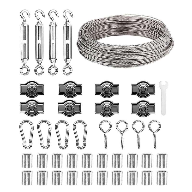 30M 2mm Wire Rope,Stainless Steel Garden Wire,with Turnbuckle Wire Tensioner,for Climbing Plants,Fen