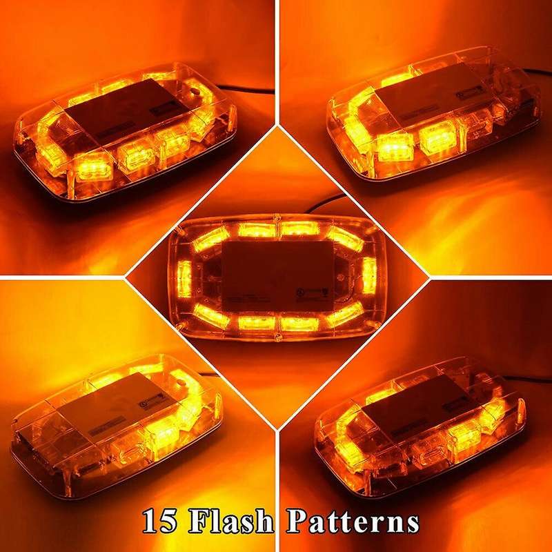 30LED Top Roof Flashing Emergency Mini Strobe Light Bar Amber/Yellow 12V-24V