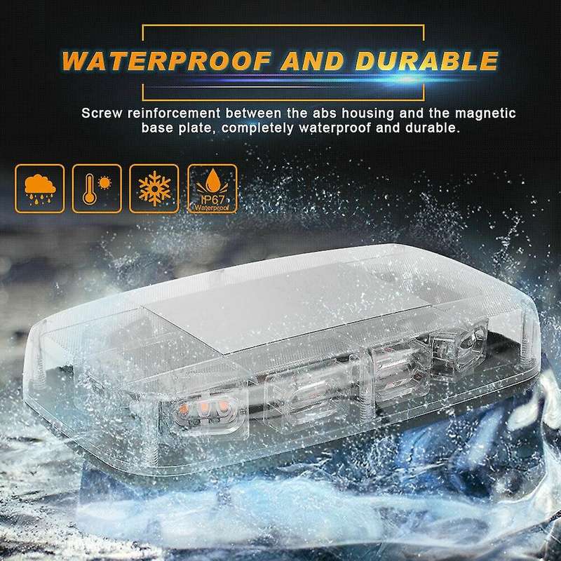 30LED Top Roof Flashing Emergency Mini Strobe Light Bar Amber/Yellow 12V-24V