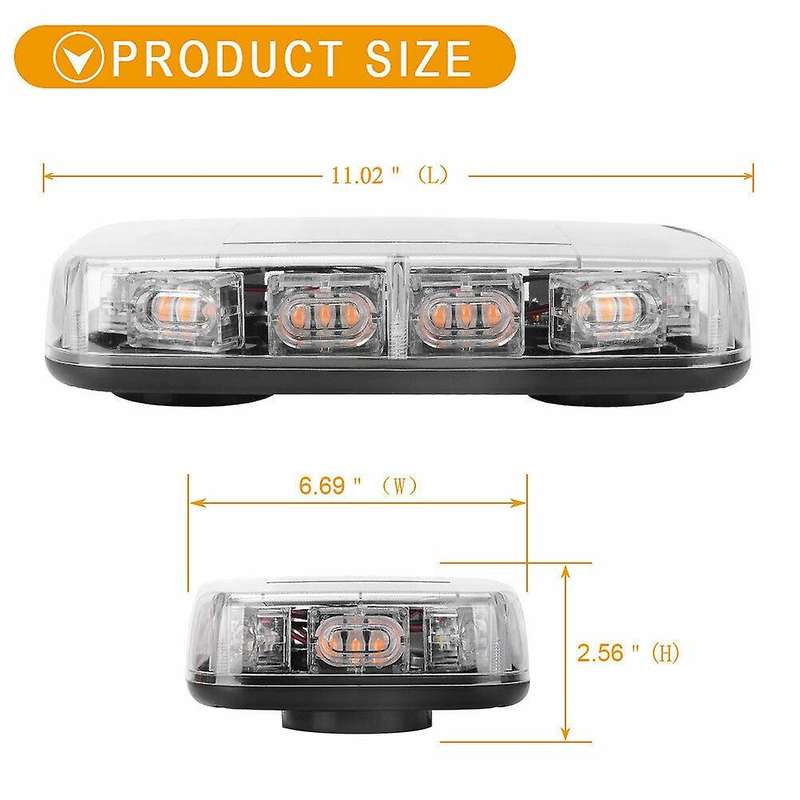 30LED Top Roof Flashing Emergency Mini Strobe Light Bar Amber/Yellow 12V-24V