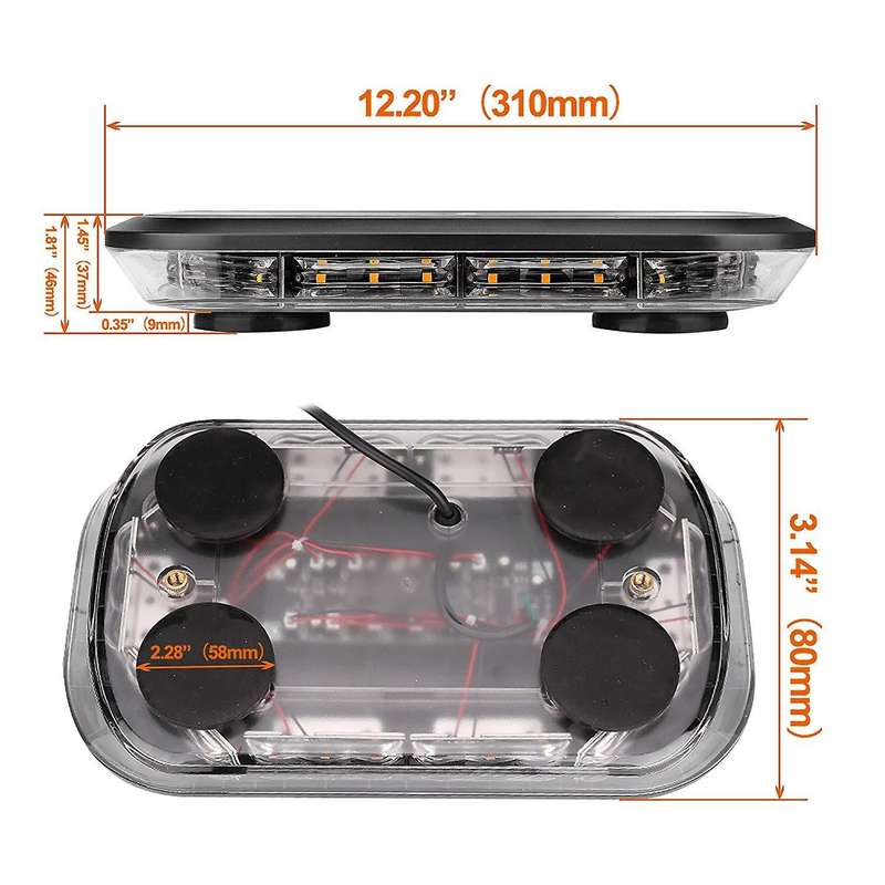 30LED Car Strobe Light 12 Inch Short Row Roof Warning Light 12-24V High Power High Strobe Ceiling Li