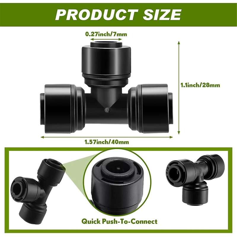 30Pcs 1/4inch Drip Irrigation Tee Connectors Irrigation Connectors for Drip Tube Quick Connect Drip