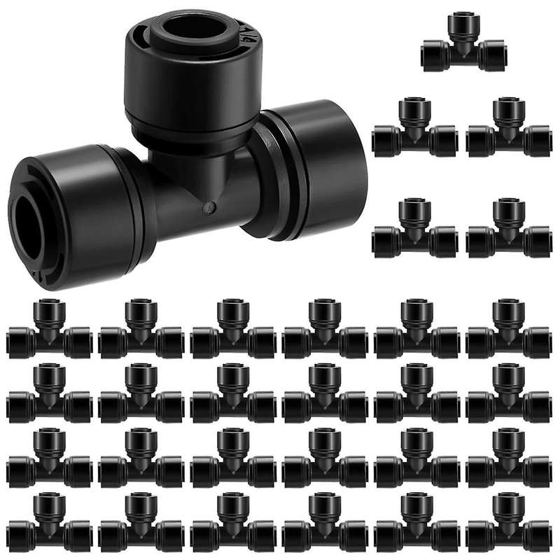 30Pcs 1/4inch Drip Irrigation Tee Connectors Irrigation Connectors for Drip Tube Quick Connect Drip
