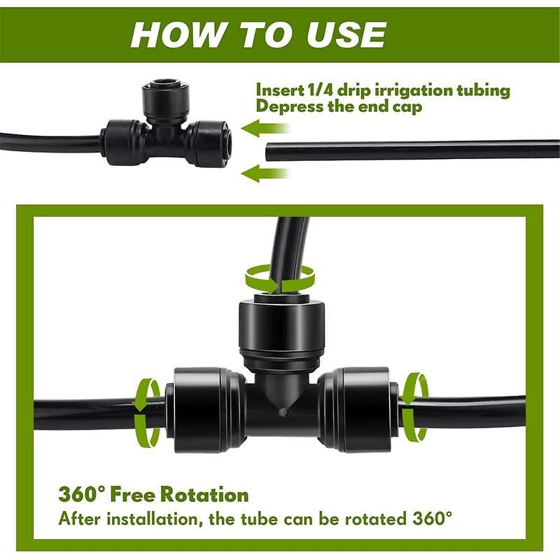 30Pcs 1/4inch Drip Irrigation Tee Connectors Irrigation Connectors for Drip Tube Quick Connect Drip