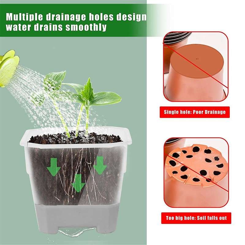 30packs Clear Nursery Pots with Silicone Base for Easy Transplant, Transparent Plastic Plant Pot Gre