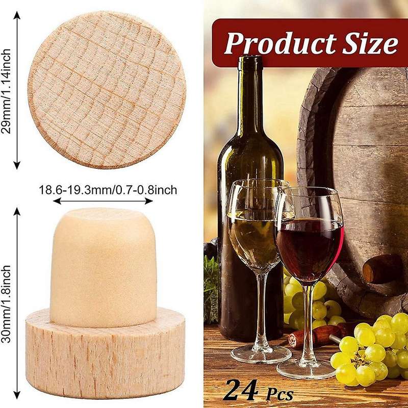 30pc Wine Bottle T Shaped Wooden Stopper Compatible Wooden Wine Stopper