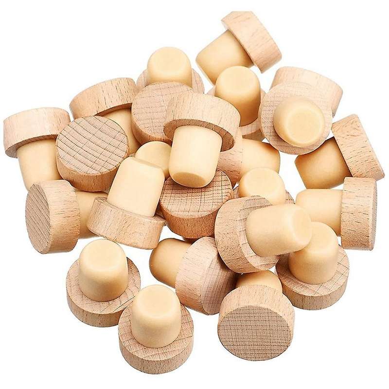 30pc Wine Bottle T Shaped Wooden Stopper Compatible Wooden Wine Stopper