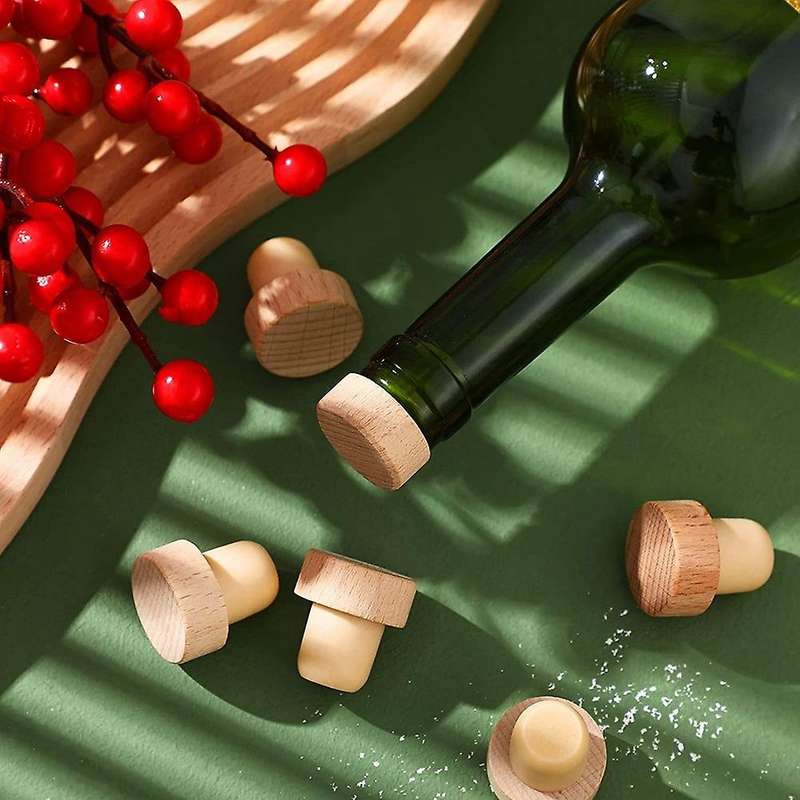 30pc Wine Bottle T Shaped Wooden Stopper Compatible Wooden Wine Stopper