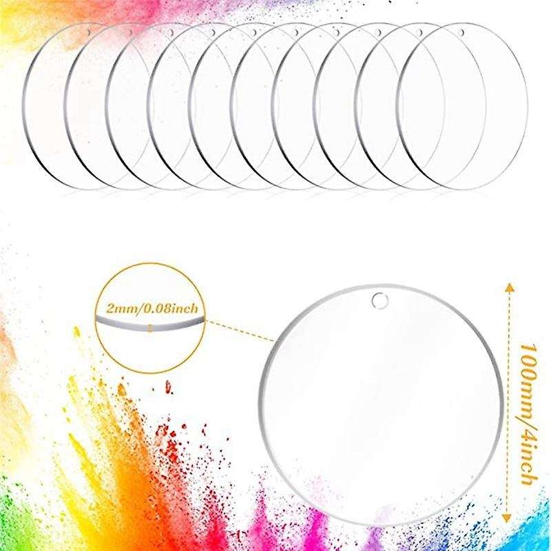 30pcs Acrylic Blanks 4 Inch,clear Acrylic Sheet with Hole,round Acrylic Blanks Disc,christmas Birth