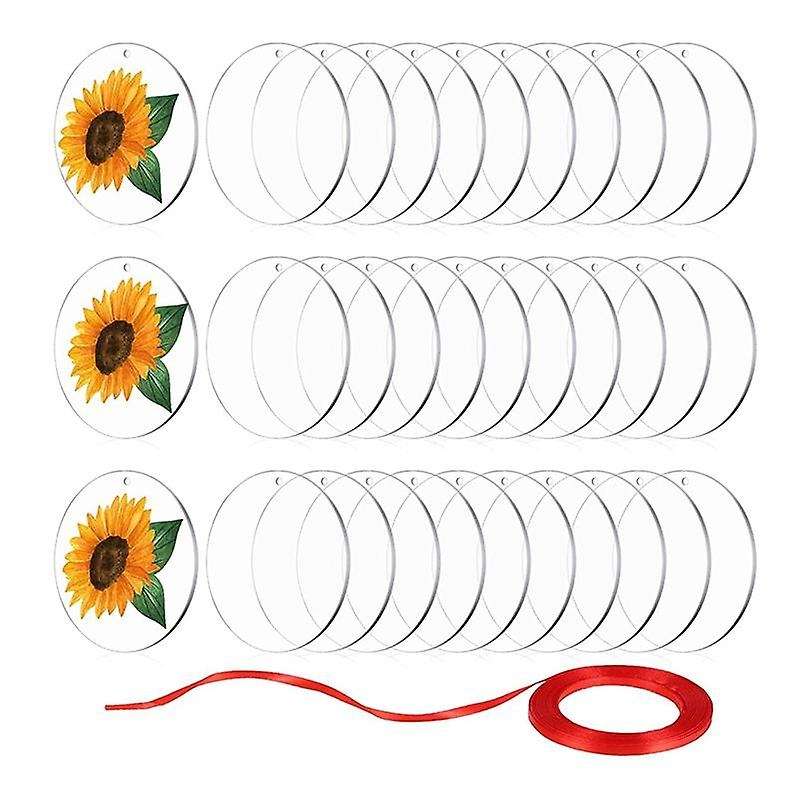 30pcs Acrylic Blanks 4 Inch,clear Acrylic Sheet with Hole,round Acrylic Blanks Disc,christmas Birth