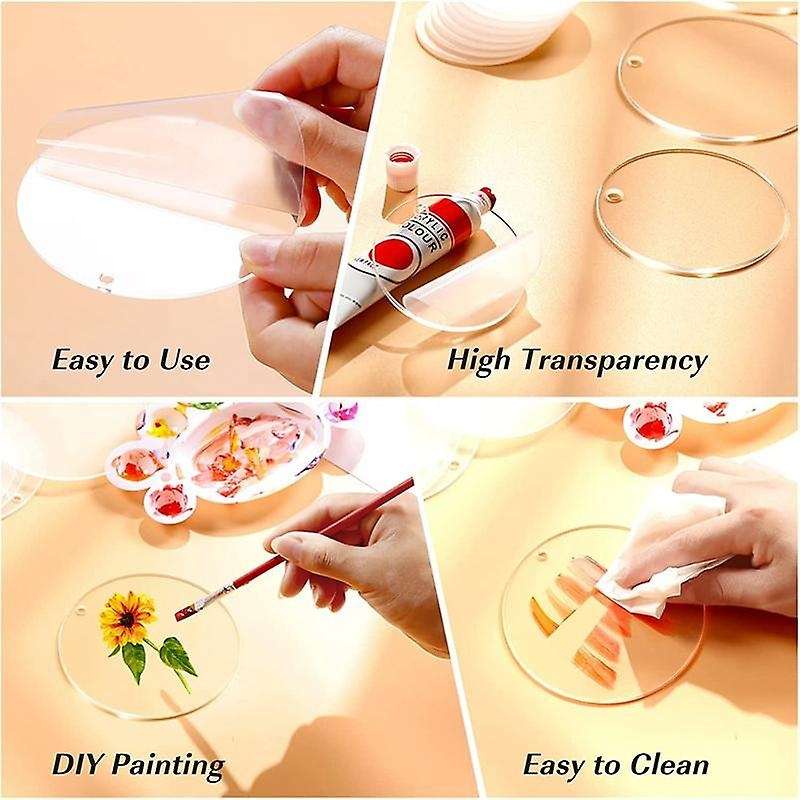 30pcs Acrylic Blanks 4 Inch,clear Acrylic Sheet with Hole,round Acrylic Blanks Disc,christmas Birth