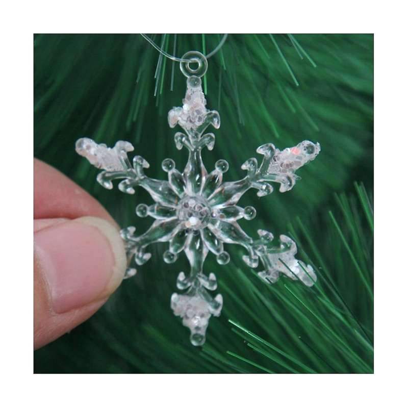 30Pcs 4.5CM Christmas Transparent Sticky Snowflake Acrylic Christmas Trees Hanging Ornament