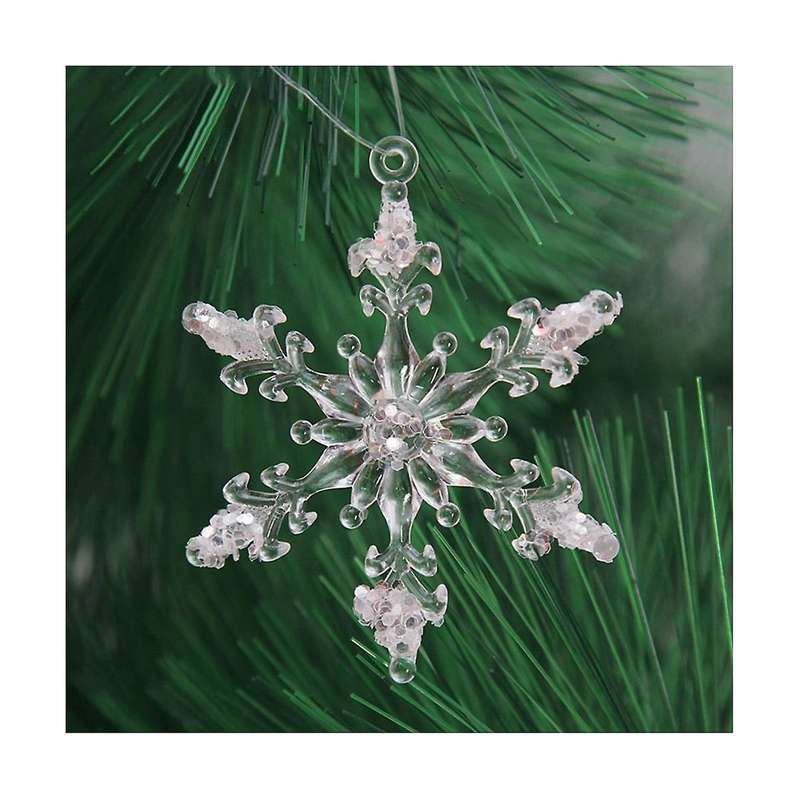 30Pcs 4.5CM Christmas Transparent Sticky Snowflake Acrylic Christmas Trees Hanging Ornament