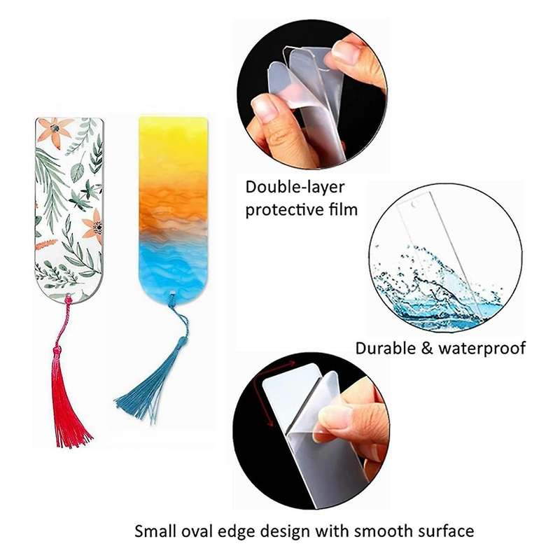 30PCS Acrylic Bookmark Blanks, Clear Acrylic Craft Bookmarks with Colorful Tassels, for DIY Crafts H