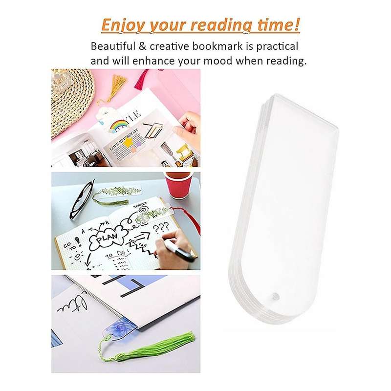 30PCS Acrylic Bookmark Blanks, Clear Acrylic Craft Bookmarks with Colorful Tassels, for DIY Crafts H