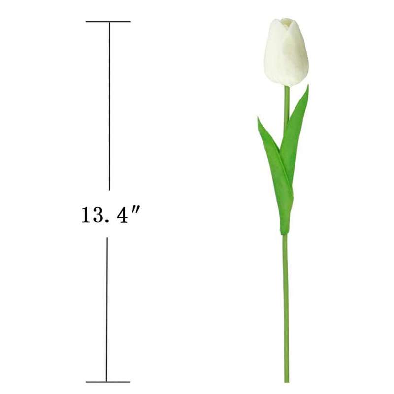 30pcs Artificial Tulips Flowers Real Touch Tulips Pu Bouquet Latex Flower White (white)
