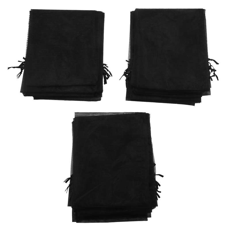30Pcs Black Organza Wine Bottle Bags, Sheer Mesh Bottle Gift Pouches Wine Covers Dresses with Drawst