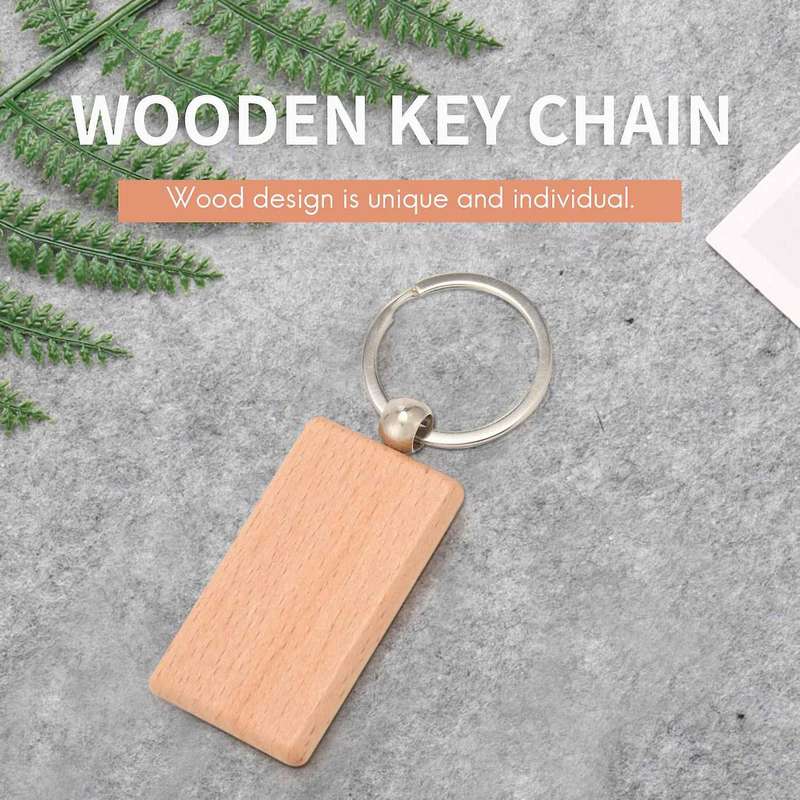 30Pcs Blank Wooden Key Chain Diy Wood Keychains Key Tags Can Diy Gifts