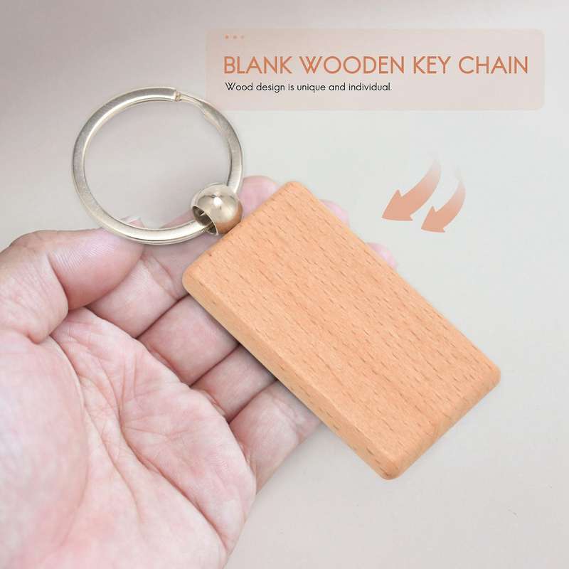 30Pcs Blank Wooden Key Chain Diy Wood Keychains Key Tags Can Diy Gifts