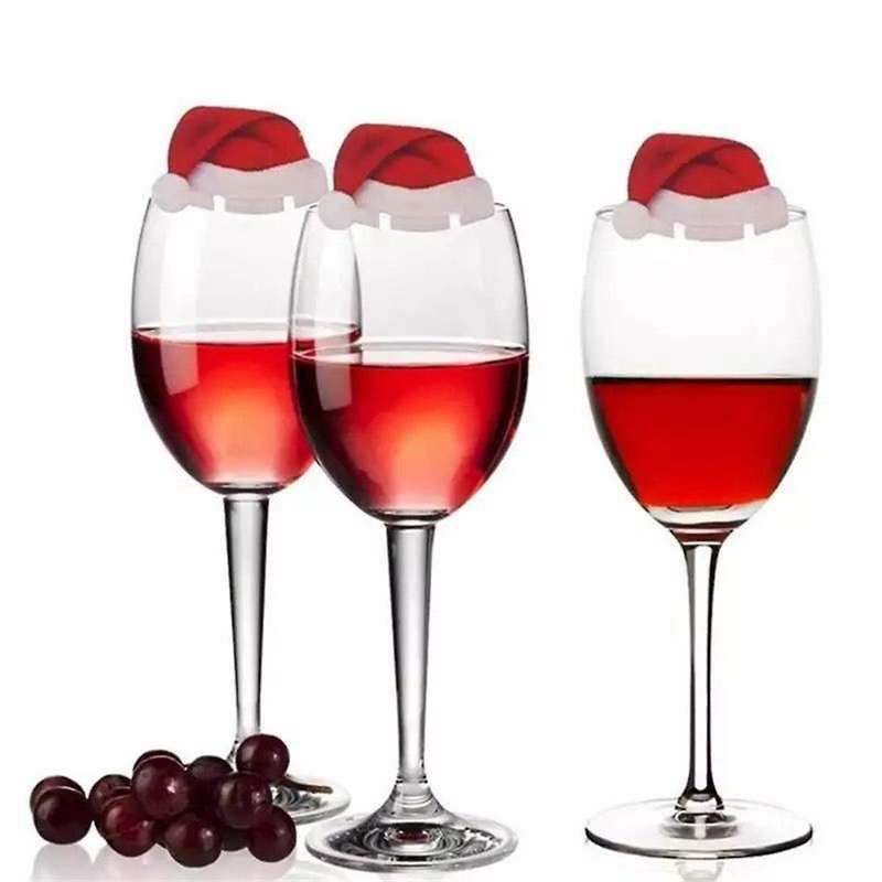 30pcs Christmas Cup Card Santa Hat Wine Glass Decor Ornaments Navidad New Year Gift Christmas Decora