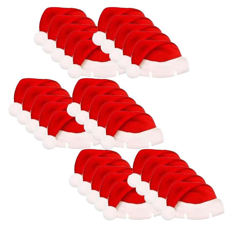 30pcs Christmas Cup Card Santa Hat Wine Glass Decor Ornaments Navidad New Year Gift Christmas Decora