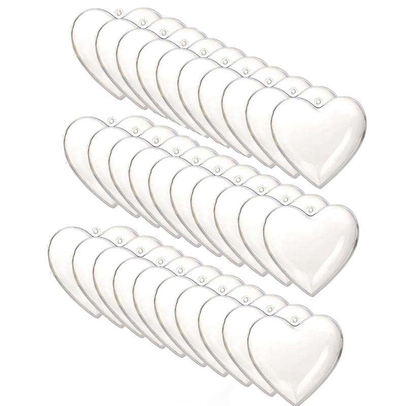 30pcs Clear Plastic Fillable Ball Ornament Heart Shape Diy Plastic Ball Bath Crafting Mold Valentin