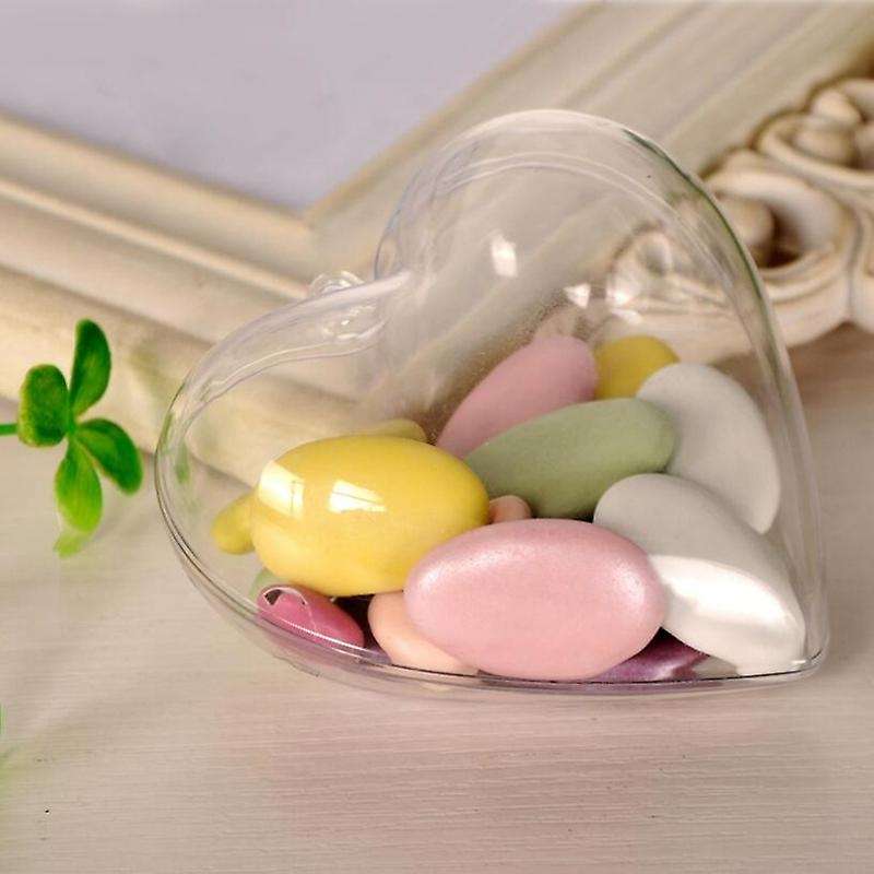 30pcs Clear Plastic Fillable Ball Ornament Heart Shape Diy Plastic Ball Bath Crafting Mold Valentin