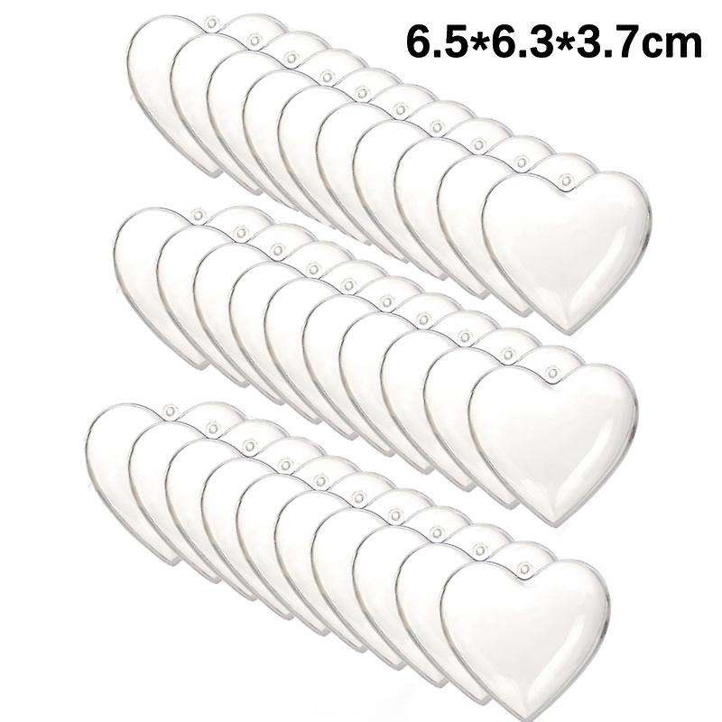 30pcs Clear Plastic Fillable Ball Ornament Heart Shape Diy Plastic Ball Bath Crafting Mold Valentin