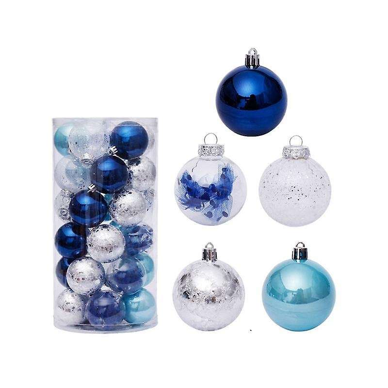 30Pcs Christmas Balls for Tree Blue Christmas Balls Plastic Ornaments