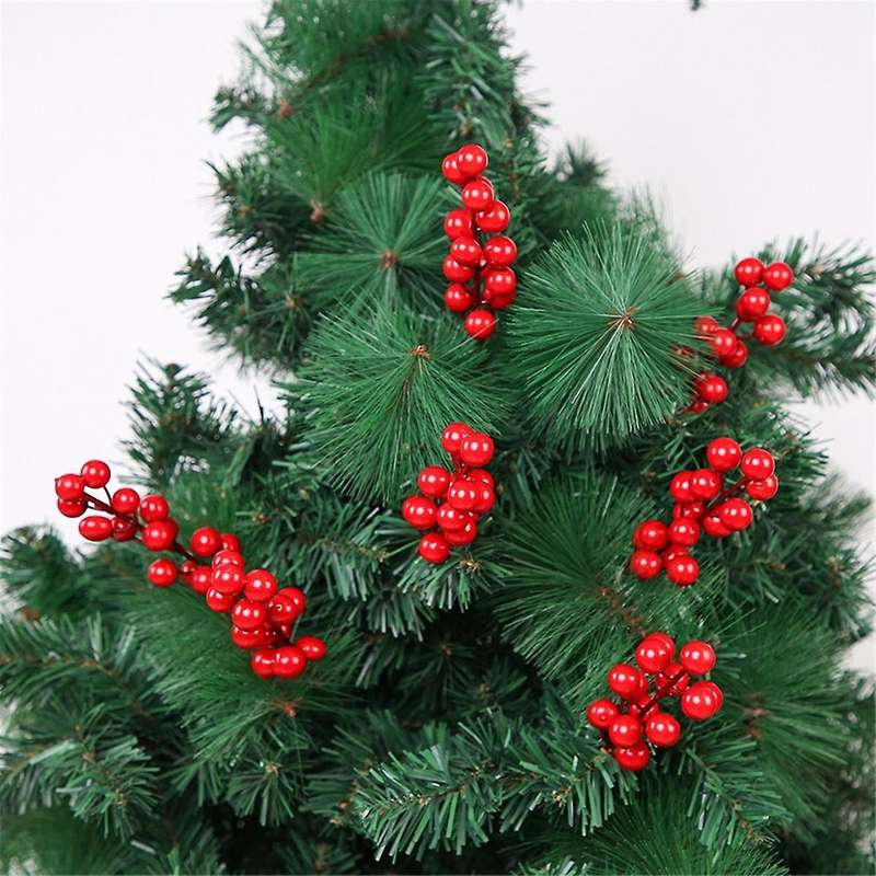 30pcs Christmas Simulation Berry 14 Berries Artificial Flower Fruit Cherry Plants Christmas Party D