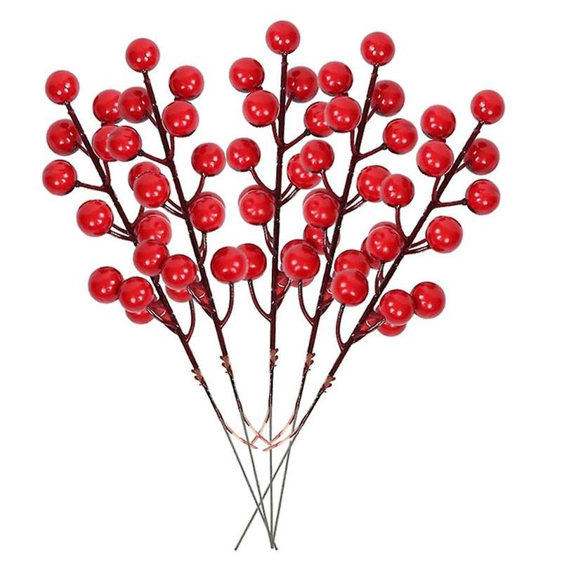 30pcs Christmas Simulation Berry 14 Berries Artificial Flower Fruit Cherry Plants Christmas Party D