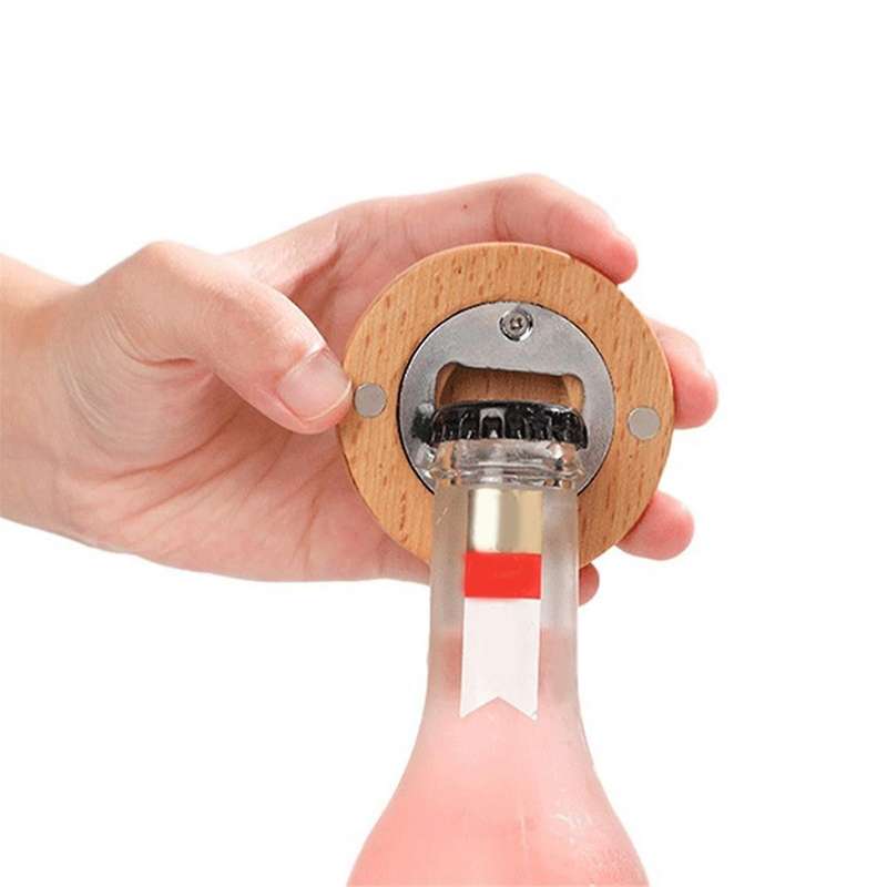 30pcs Diy Bamboo Round Shape Bottle Openers Coaster Fridge Magnet Refrigerator Sticker Bar Decoratio