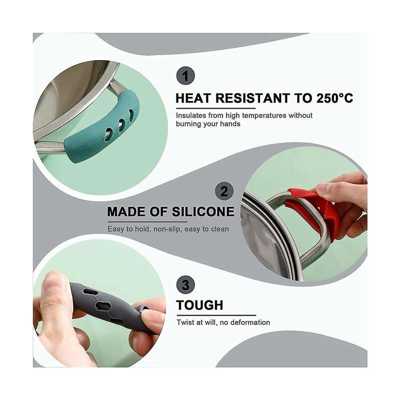 30pcs Grip Silicone Pot Holder Sleeve Heat Resistant Pot Glove Pan Handle Cover Grip Kitchen Gadget
