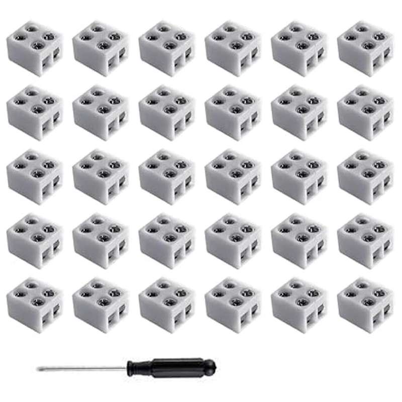 30PCS Led Strip Light Connectors Solderless 2Pin 8mm LED Connectors Strip to Wire for 5-24v Single C