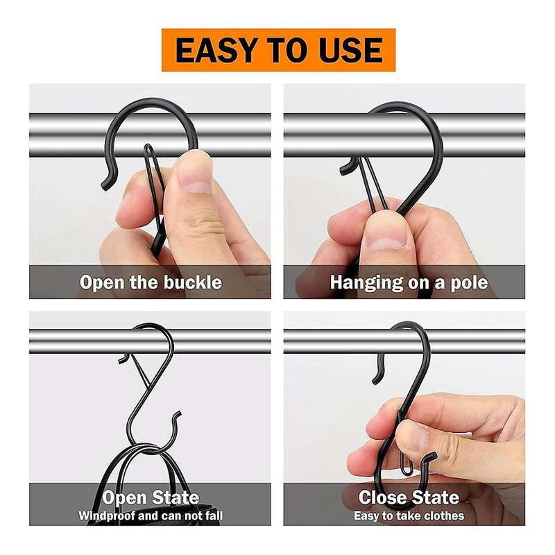 30pcs S Hooks Hanging Safety Buckle, 3.5 Inch Heavy Duty S Hooks, for Closet Hooks, Clothes, Kitchen