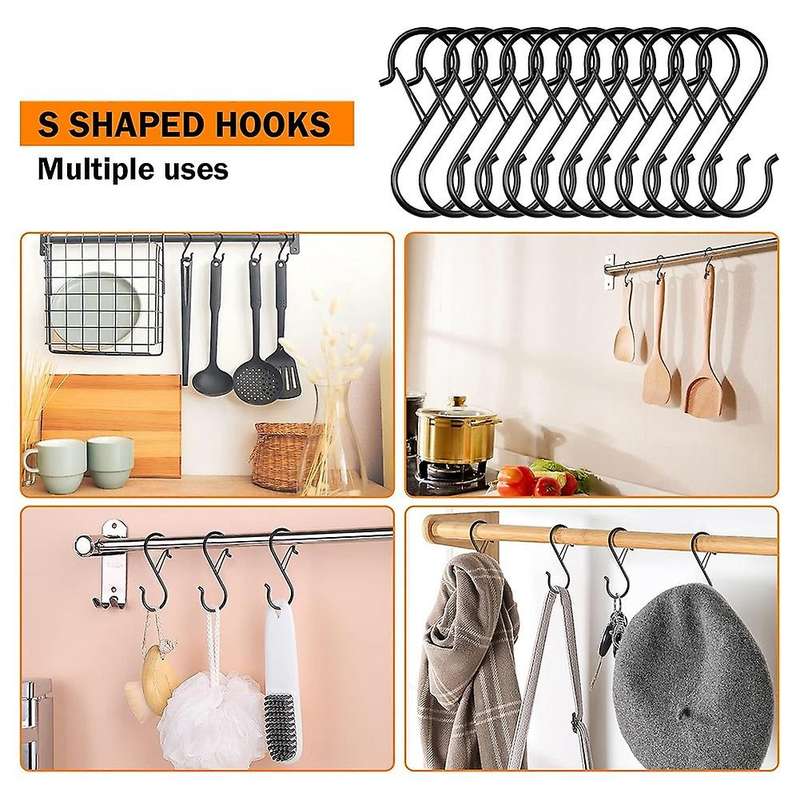 30pcs S Hooks Hanging Safety Buckle, 3.5 Inch Heavy Duty S Hooks, for Closet Hooks, Clothes, Kitchen
