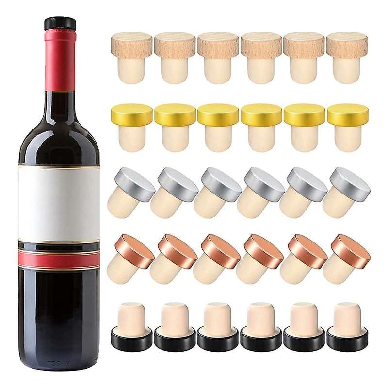 30pcs Wine Bottle Cork Stopper T Shaped Wine Stopper Tasting Cork Replacement Reusable Cork Glass B