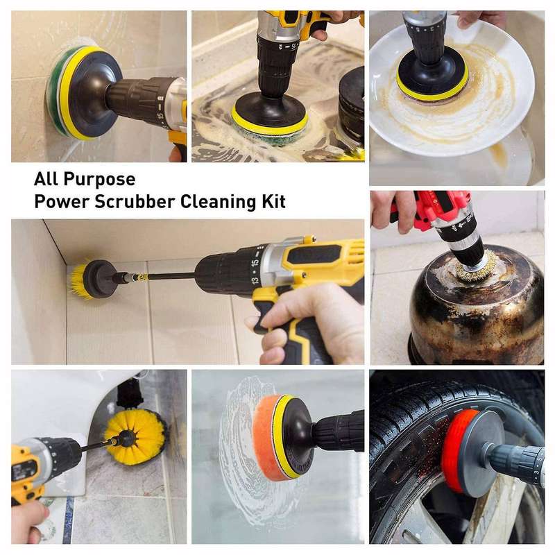 31 PCS Scrub Pads Power Scrubber Cleaning Kit Universal Cleaner Scrubbing Cordless Drill for Bathroo