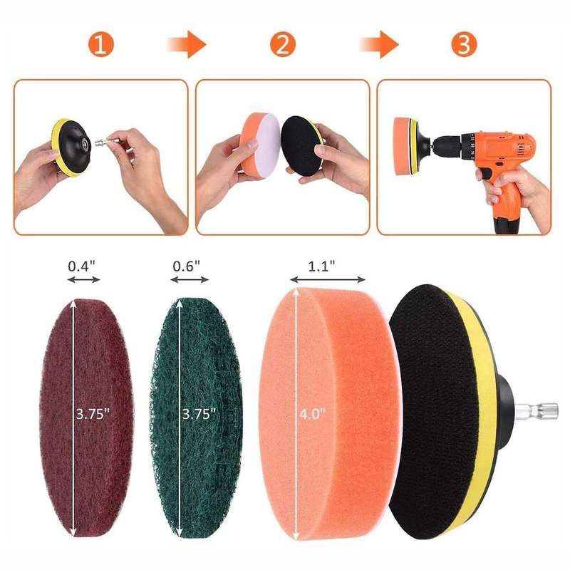 31 PCS Scrub Pads Power Scrubber Cleaning Kit Universal Cleaner Scrubbing Cordless Drill for Bathroo