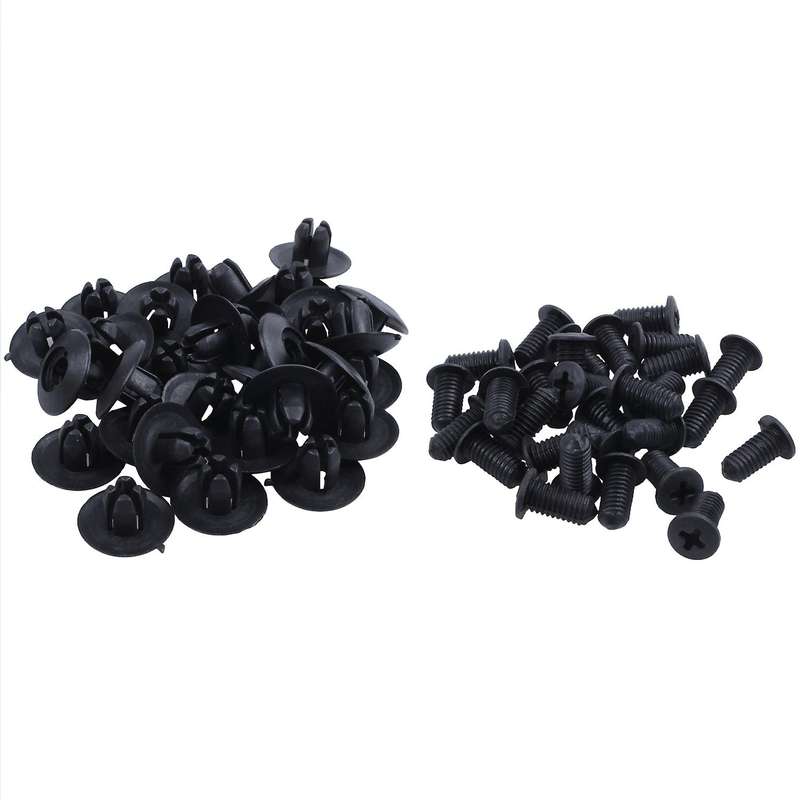 30x 8mm Auto Fender Clips Fit for Front Push-type Retainer Clips Black