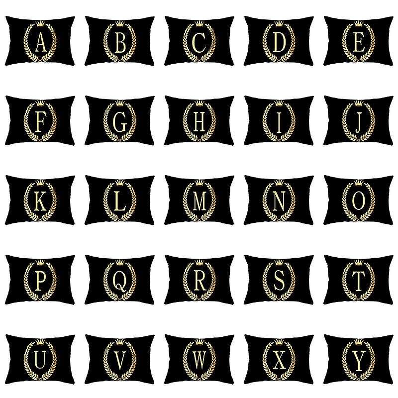 30X50 cm Sofa Decorative Pillowcase Letter Crown Printing Peach Skin Cushion Cover (Random Style)