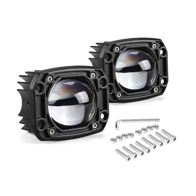 30w Yellow White Colour 12v Led Square Spotlight 3inch Front Bar Fog Light Suitable for Motorbikes