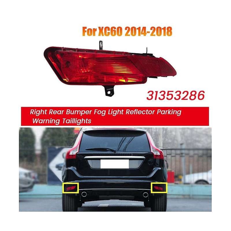 31353286 Right Rear Bumper Fog Light Reflector for Xc60 14-18 Parking Warning Taillights Lamp Reflec