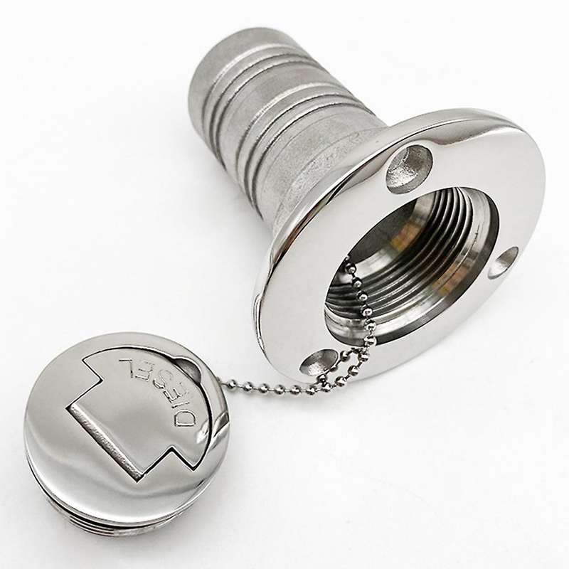 316 Stainless Steel Boat Deck Fill Filler Port Gas Fuel Tank with Key Cap