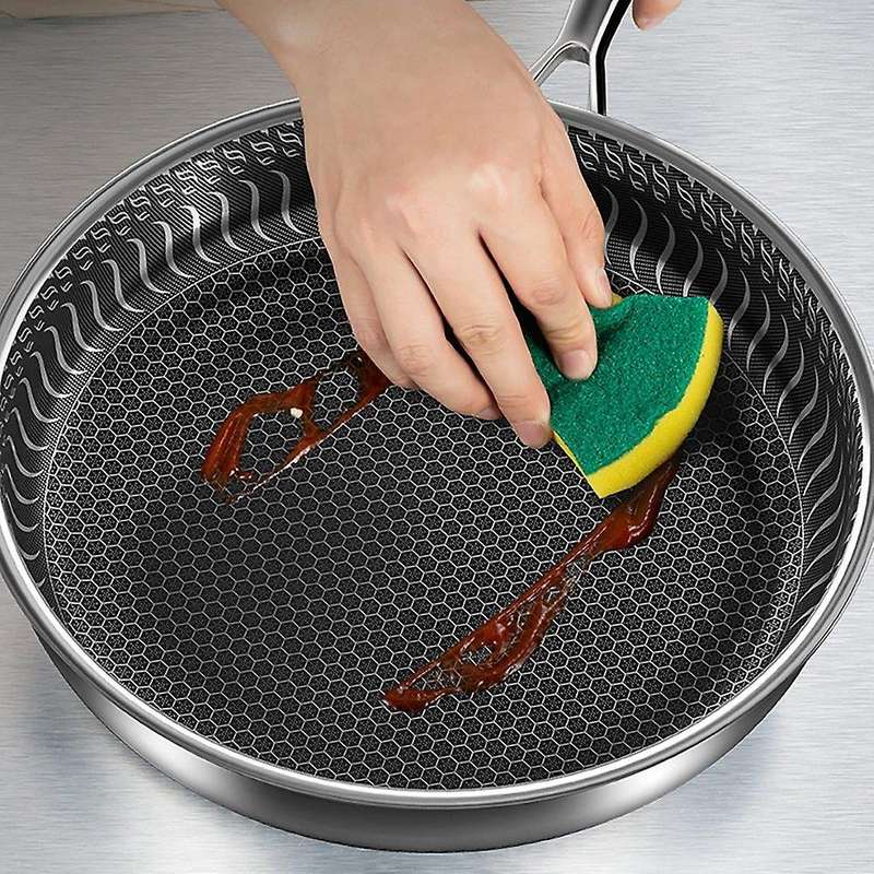 316 Stainless Steel Frying Pan Honeycomb Wok High Quality Pan Fried Steak Non Stick Pan General Stai