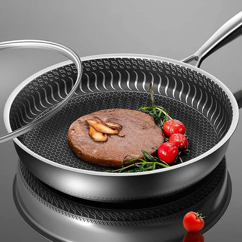 316 Stainless Steel Frying Pan Honeycomb Wok High Quality Pan Fried Steak Non Stick Pan General Stai